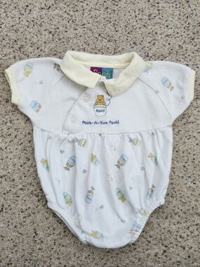 Disney Cream Winnie the Pooh Peek-A-Boo Collared Baby One-Piece